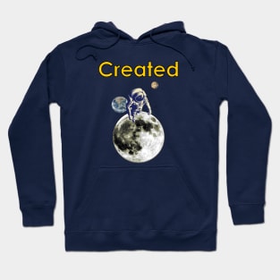 Creationist Spaceman on moon with Mars and Earth Hoodie